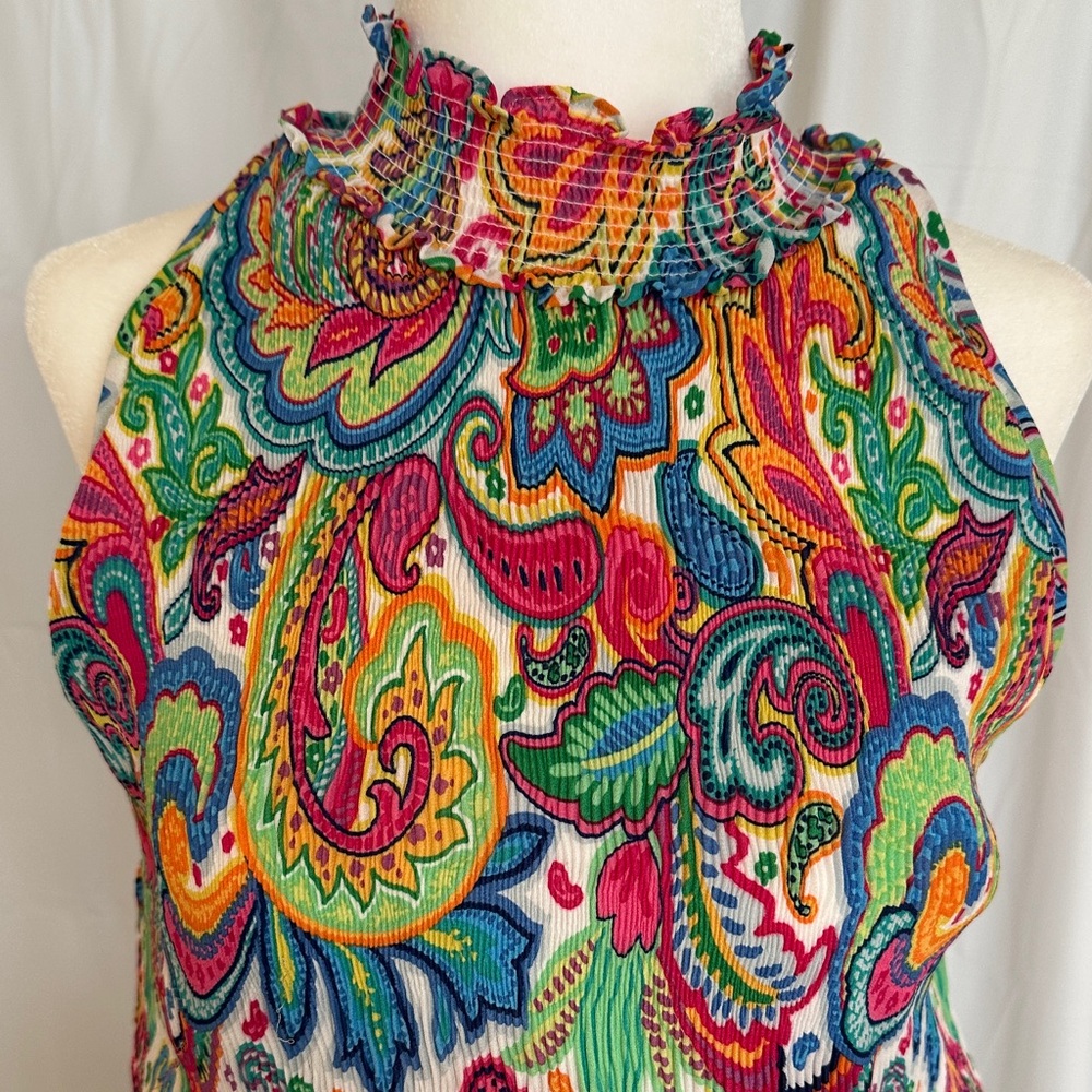 Ninety Multicolor Paisley Midi Dress Sz S - Picture 2 of 9